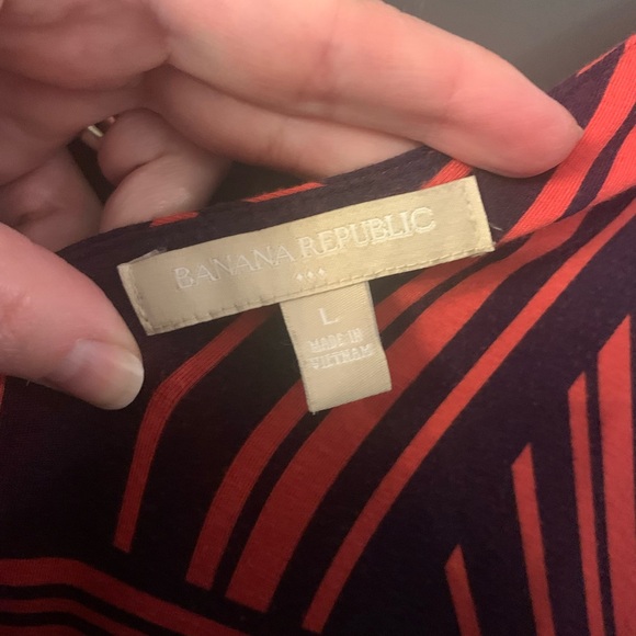 Banana Republic Navy blue and coral maxi dress size L - Picture 4 of 6